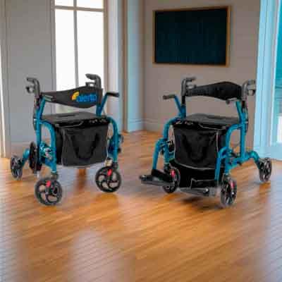 Image of ALT-R008 wheelchair and rollator in a room 