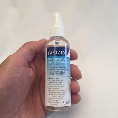 Image of Fast-Aid Alcohol Sanitiser Spray 100 ml in hand 