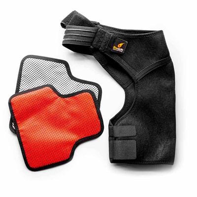Image of Fireactiv support brace with 1 red and 1 white heat pad