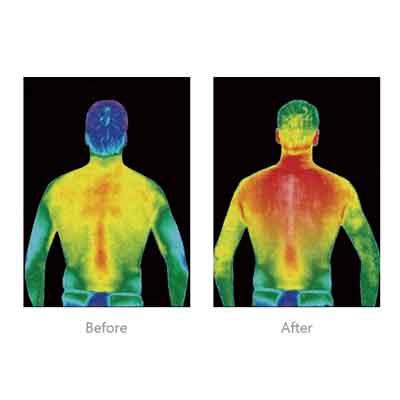 Image of a back before and after use of the UTK Heating Pad