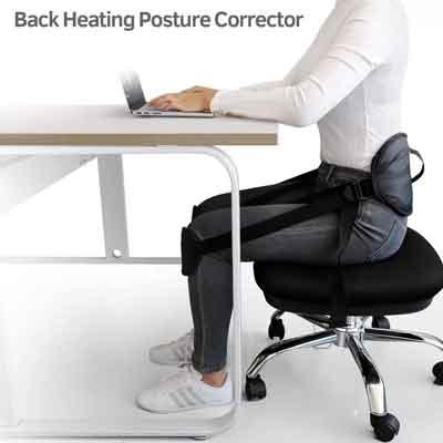 Image of a sitting person with UTK back support for correct posture 