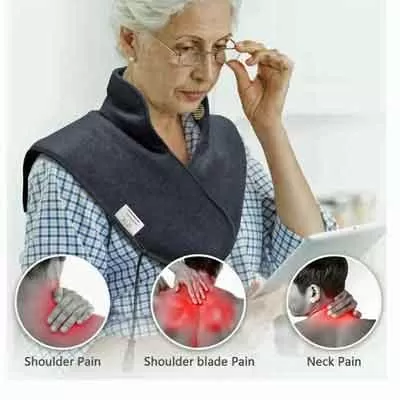 Image of a woman wearing UTK neck and shoulder pad, when reading 