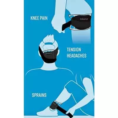 Image of VibraCool Extended Use positions during treatment of a knee, ankle and headache