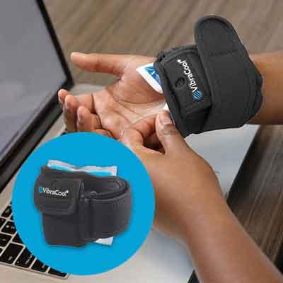 Image of VibraCool Easy Fit on a wrist 